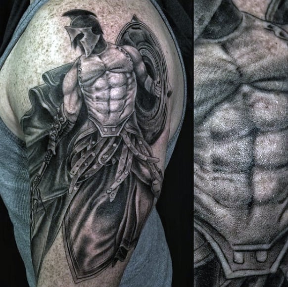 Superb Warrior Tattoo Male Biceps