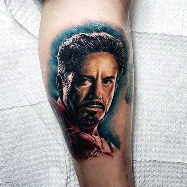 Superhero Iron Man Tattoo Design On Man
