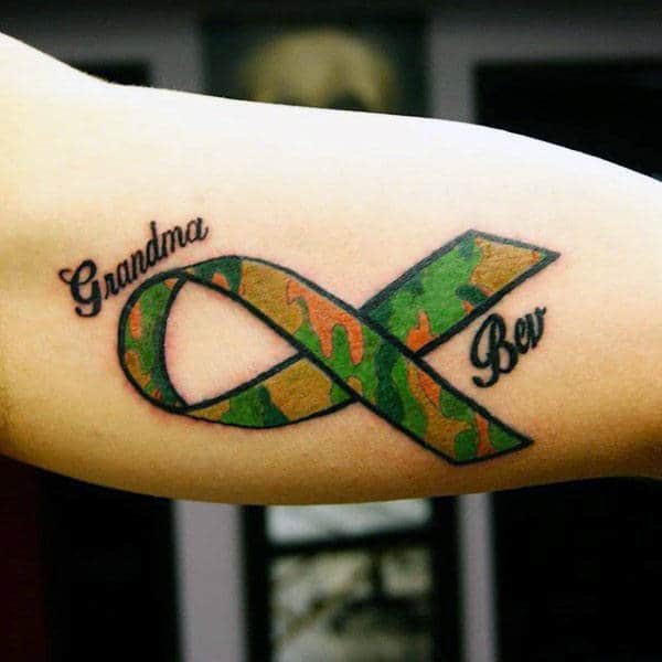 Support Ribbon Mens Camo Arm Tattoo