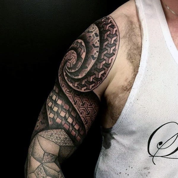 Swirly Pattern Tattoo Male Arms