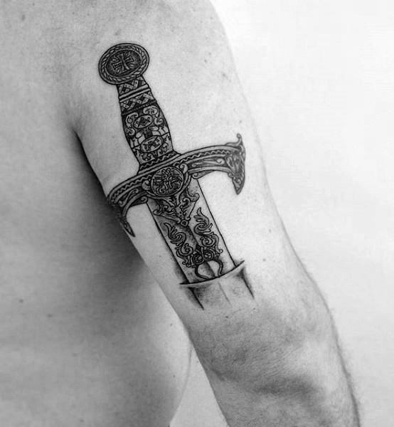 Sword Handle Back Of Arm Guys Tattoos