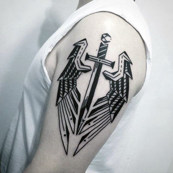 Sword With Wings Simple Arm Tattoo Ideas For Guys