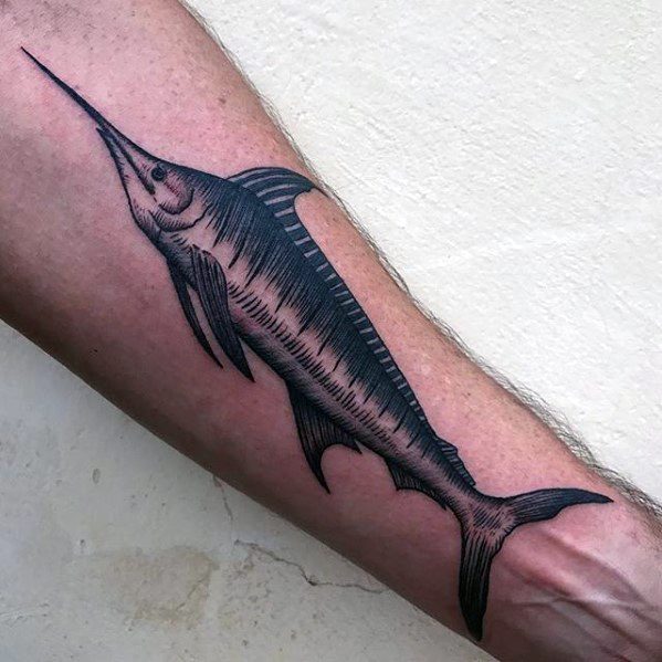 Swordfish Tattoo Ideas For Males On Inner Forearm