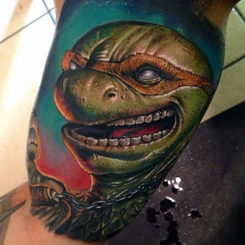 Talented Teenage Mutant Ninja Turtle Mens Inner Arm Quarter Sleee Tattoo