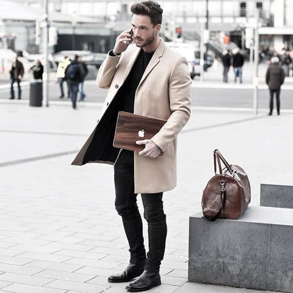 Tan Coat With Black Pants How To Wear Boots Outfits Mens Style Ideas