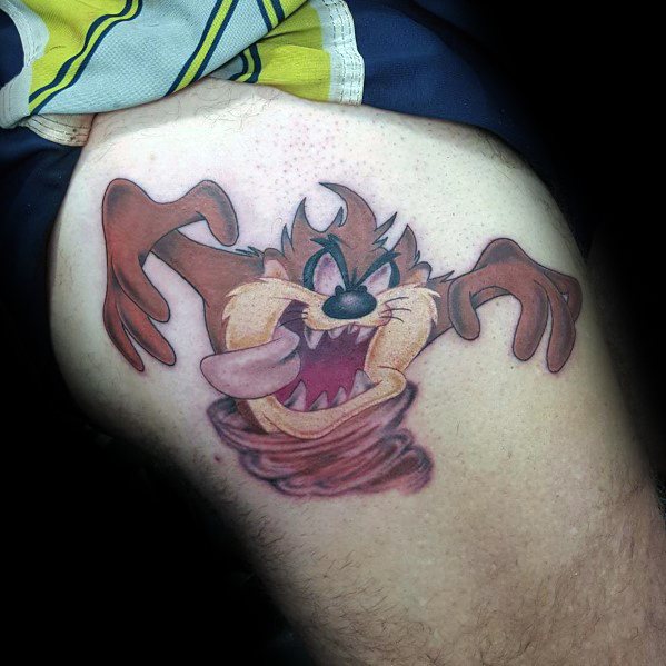 Tasmanian Devil Male Tattoo Ideas On Thigh