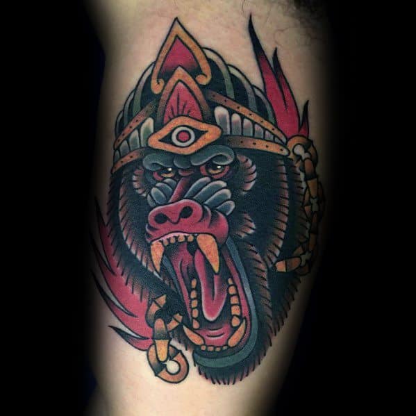 Tattoo Baboon Primate Ideas For Guys