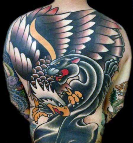 Tattoo Back Eagle Panther For Men