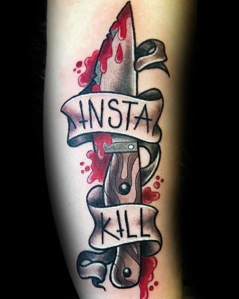 Tattoo Call Of Duty Insta Kill Banner Dagger Designs For Men