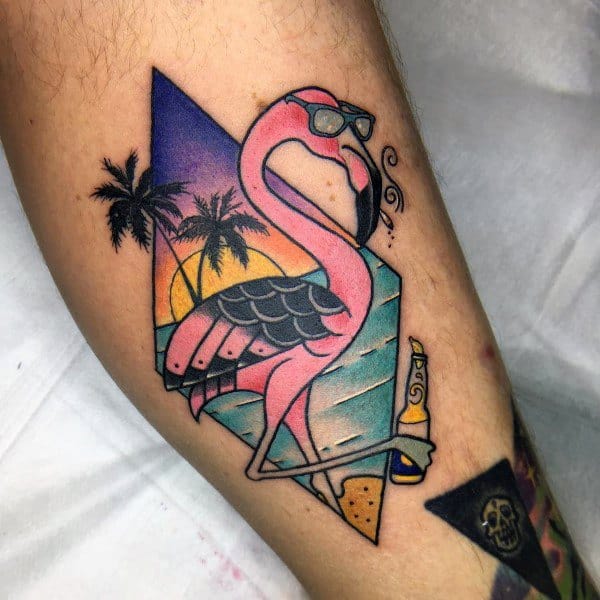 50 Flamingo Tattoos For Men - Wading Bird Design Ideas