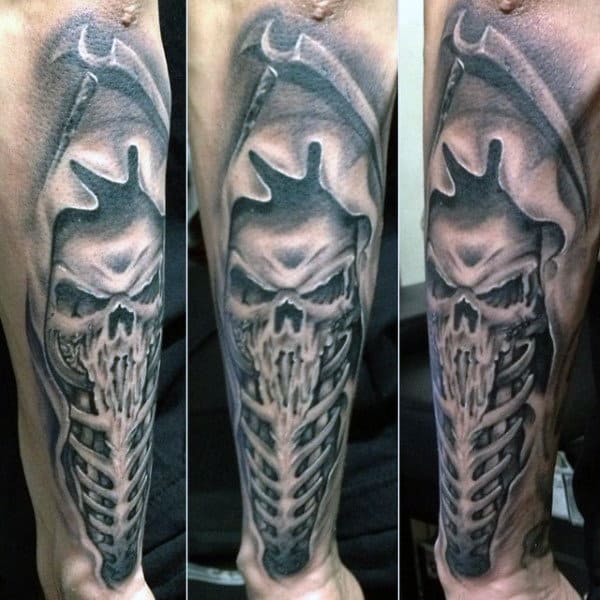 Tattoo Designs Grim Reaper For Males With Bones