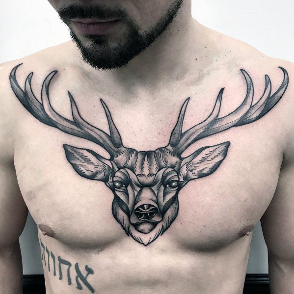 Tattoo Elk Chest Designs For Men