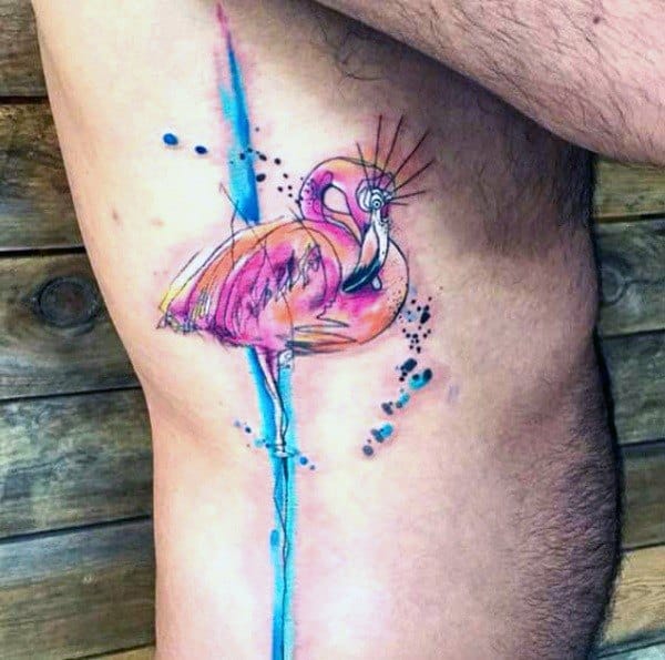 50 Flamingo Tattoos For Men - Wading Bird Design Ideas