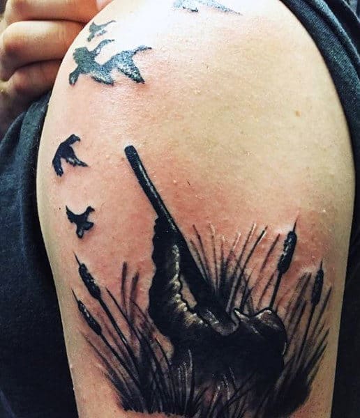 Bird Shooter Tattoo Ideas For Male Hunters