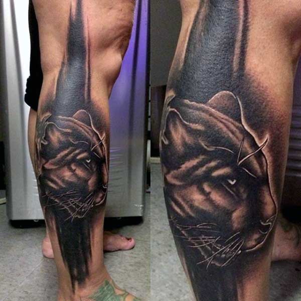 Tattoo Mens Black Panther On Legs