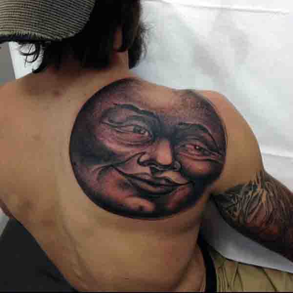 Tattoo Moon On Man On Back