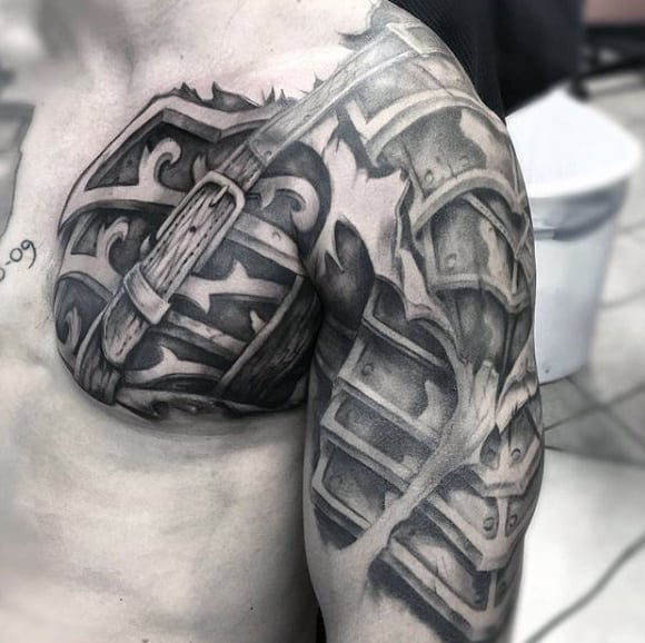 Amazing half chest and sleeve armour piece by John Lewis  rtattoo