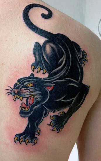 Tattoo Of Black Panther On Mens Shoulder