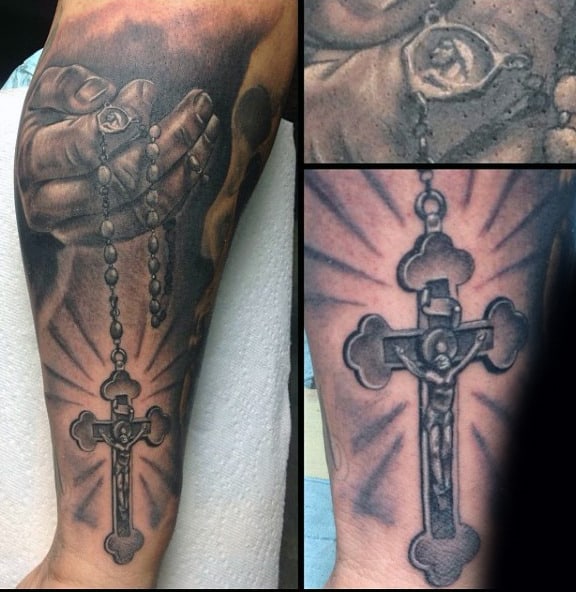 Tattoo Of Rosary On Gentleman