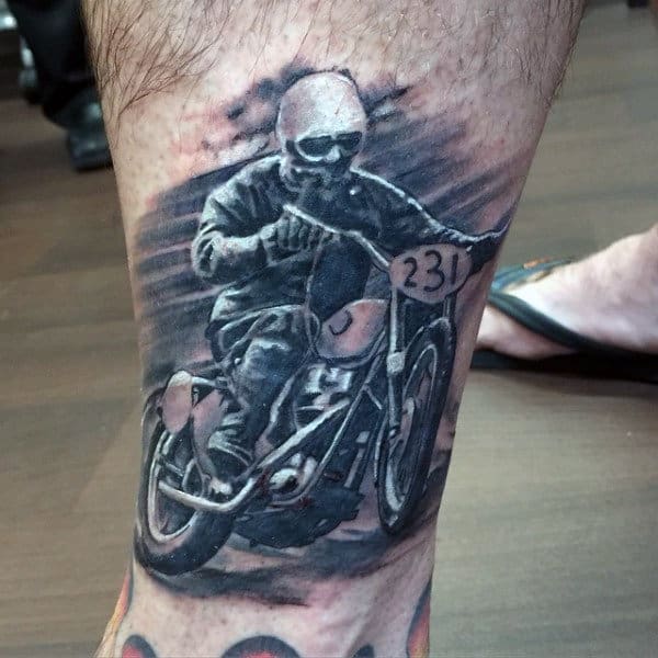 Tattoos And Motorcycles For Males On Back Of Legs