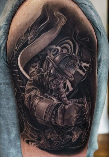 Tattoos Men's Firefighter Smoke