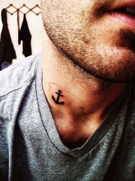 Anchor Tattoos On The Neck