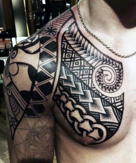 50 Tribal Chest Tattoos For Men - Masculine Design Ideas