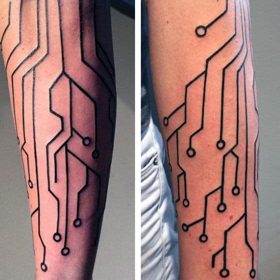Technology Circuit Board Mens Forearm Tattoo