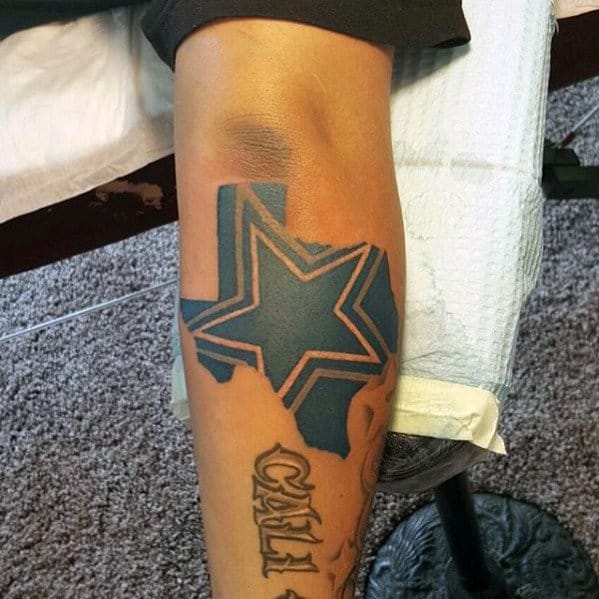 Texas State Outline Dallas Cowboys Mens Outer Forearm Tattoo