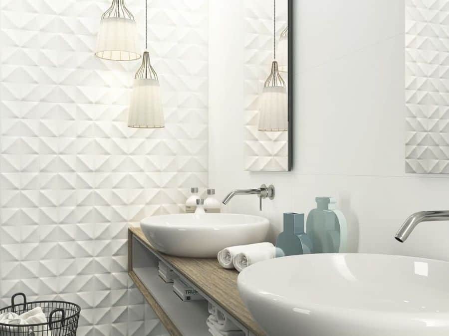white textured wall modern bathroom
