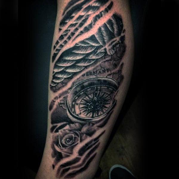 Textures Rope Compass Tattoo Male Arms