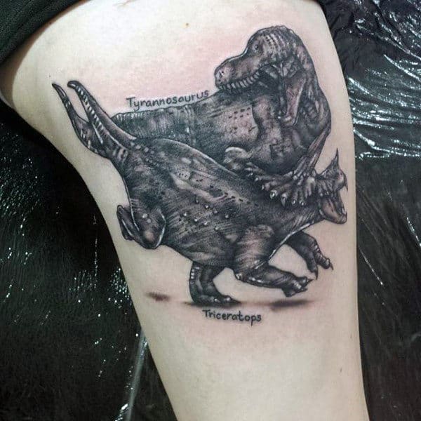 The Dangerous Pair Of T Dinosaurs Tattoo Male Arms