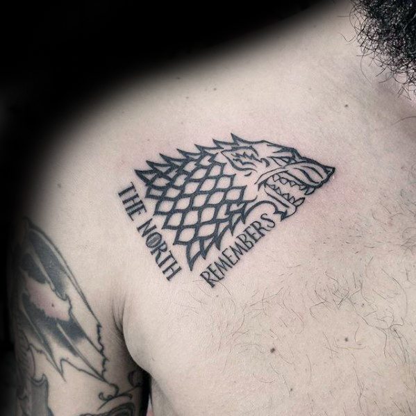 The North Remembers Smal Shoulder Game Of Thrones Guys Tattoo Ideas