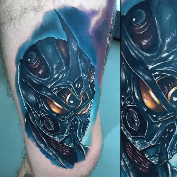 Thigh 3d Realistic Male Tattoo With Anime Design