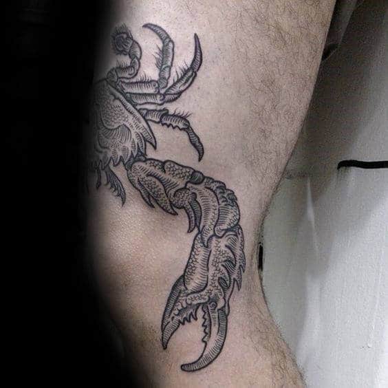 Thigh And Leg Guys Dotwork Crab Tattoo Ideas