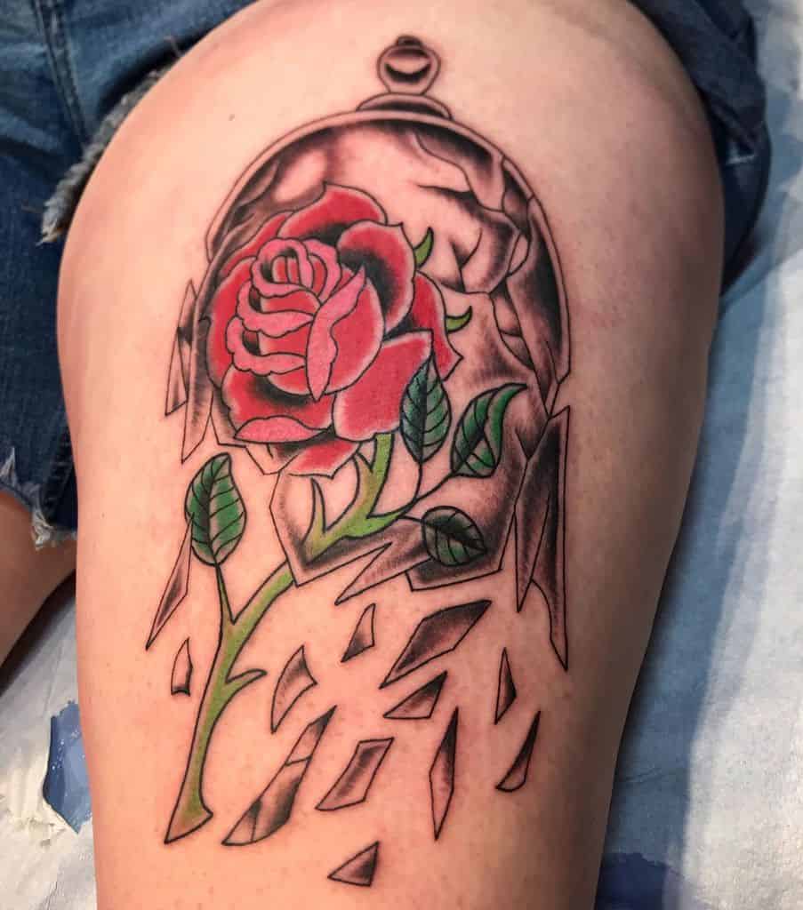thigh beauty and the beast rose tattoos pete1gilcrease