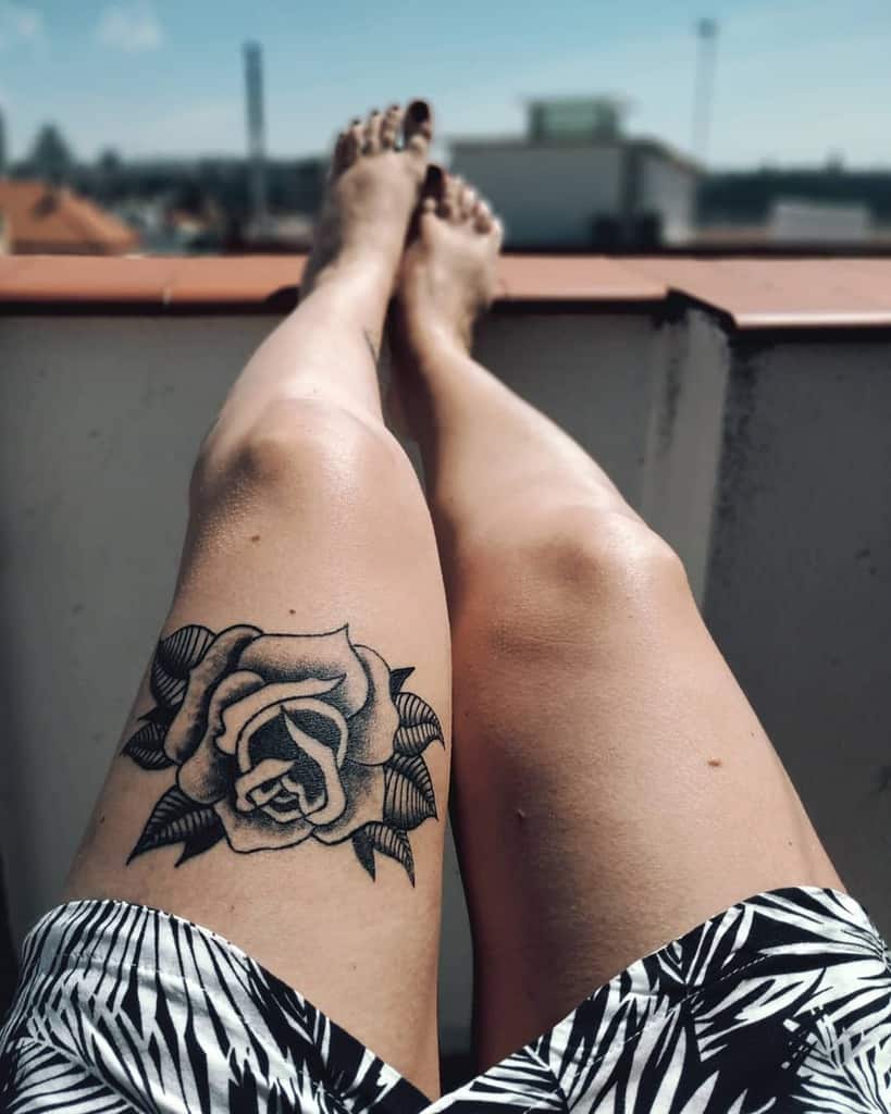 Black Roses  Lace Temporary Tattoos Sleeve Womens Back Leg Thigh Fake  Sticker