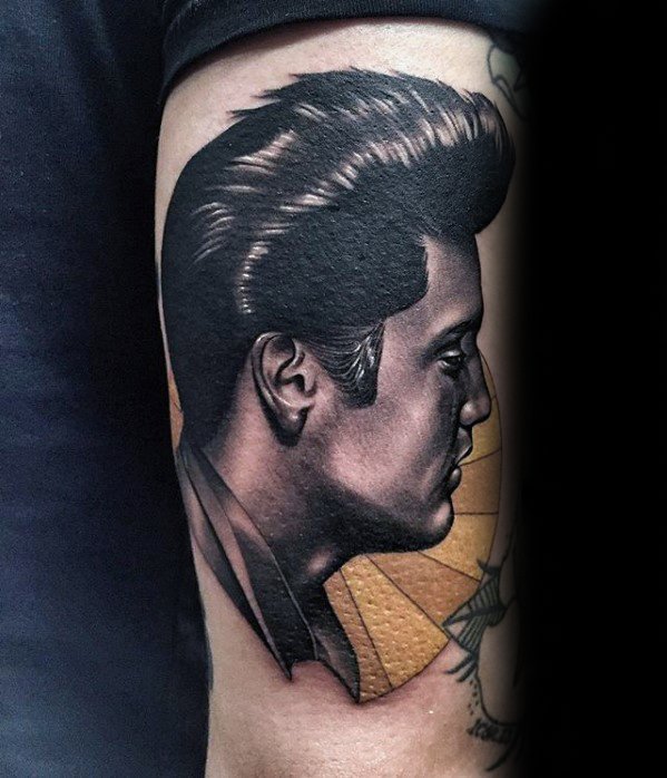 Thigh Elvis Presley Tattoo On Men