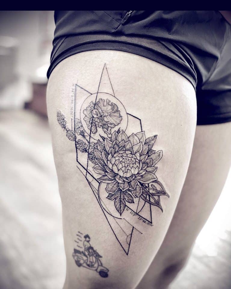 Top 55 Best Geometric Flower Tattoo Ideas [2021 Inspiration Guide]