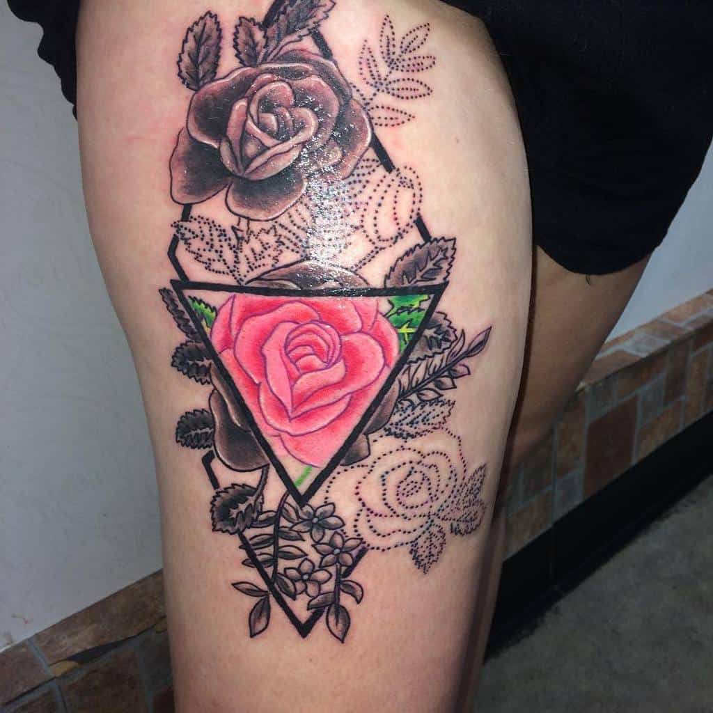 thigh geometric flower tattoo tattoolee67