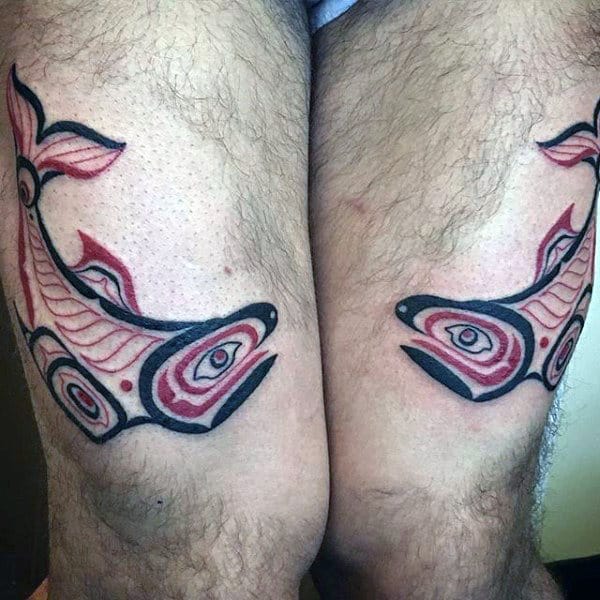 Thigh Haida Fish Tattoo For Men