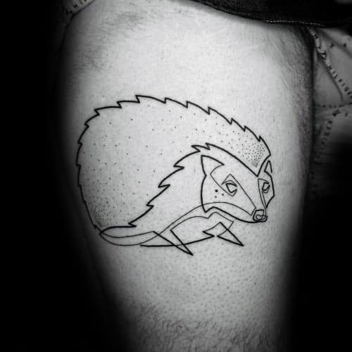 Thigh Hedgehog Outline Guys Tattoos