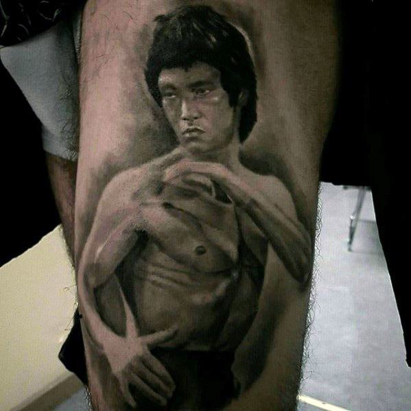 Thigh Incredible Bruce Lee Tattoos For Men