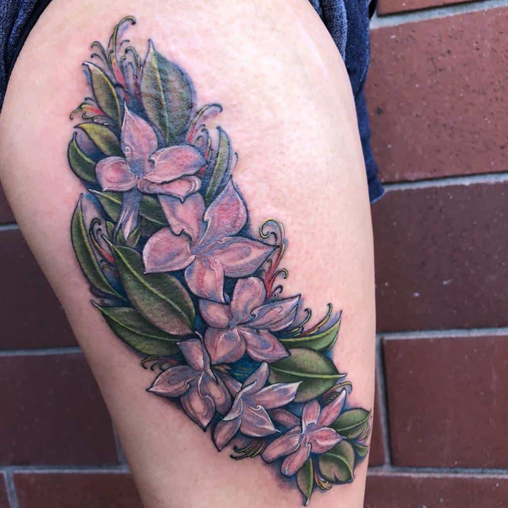 Thigh Jasmine Flower Tattoos Amberhilltattoos