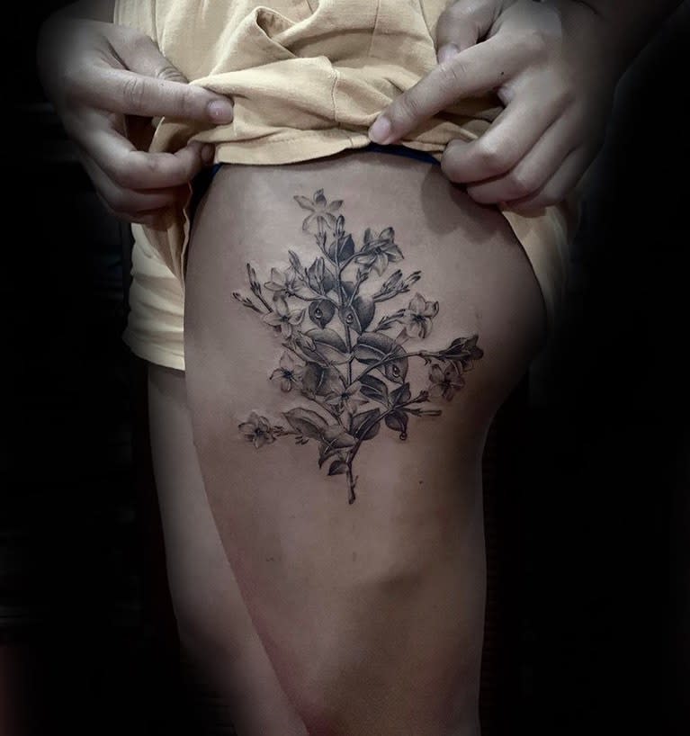 Thigh Jasmine Flower Tattoos Calvin Larena