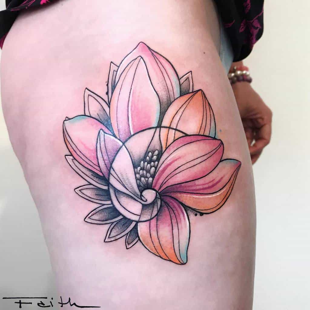 thigh magnolia tattoos faith.tattoo