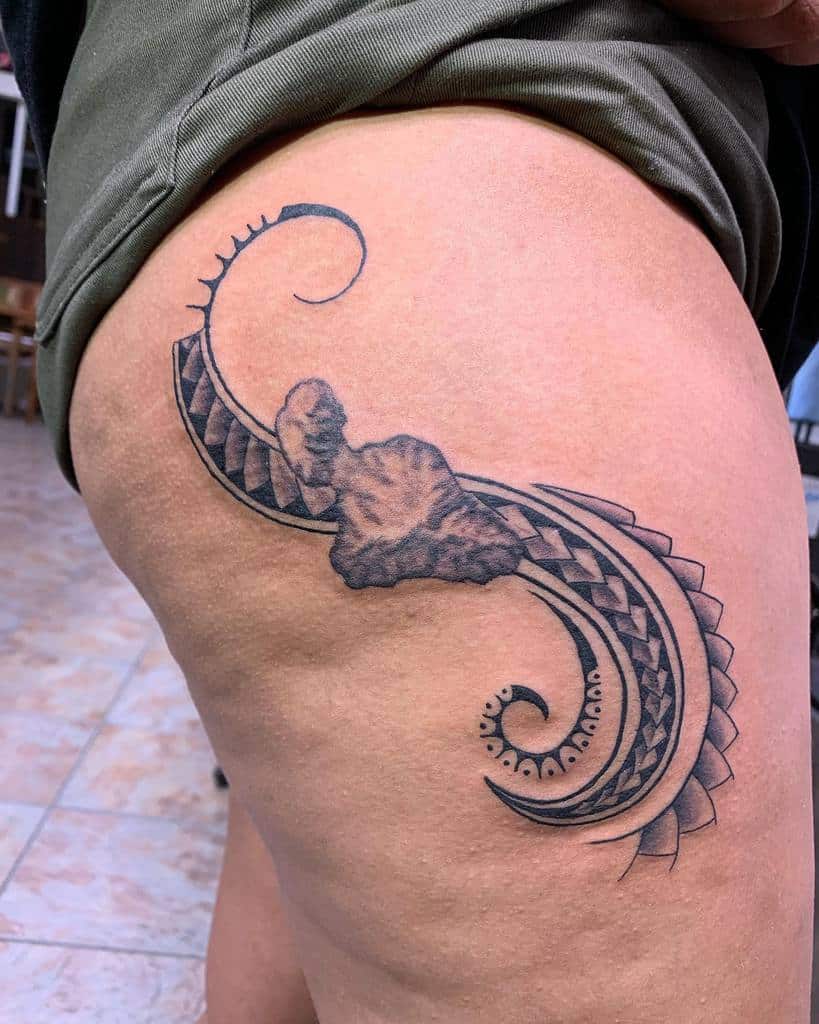 thigh polynesian tribal tattoo alien_ink_maui