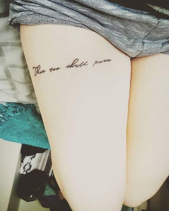 Thigh Script Tattoo