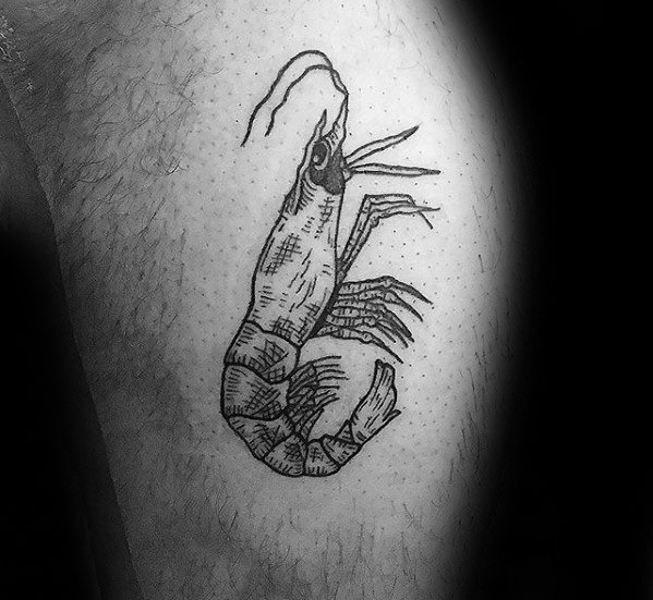 Thigh Shaded Guys Shrimp Tattoos