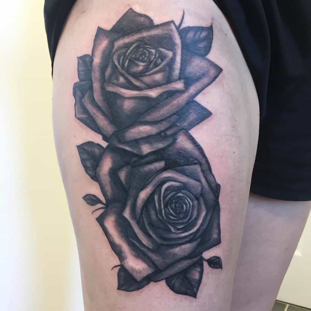 thigh simple rose tattoos laura_dragonslairtattoo